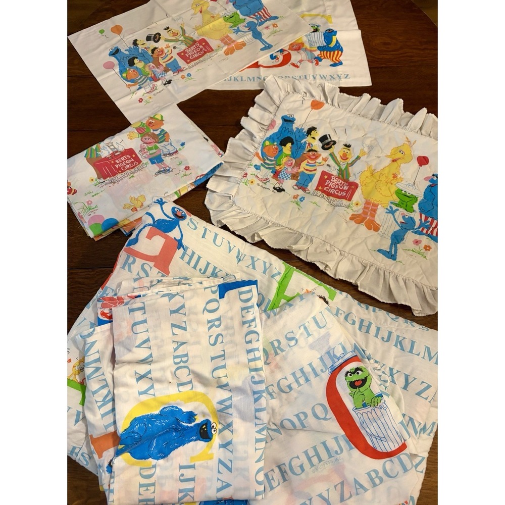 Sesame Street Vintage Alphabet and Character Bed Set Sheets Comforter Shams Twin
